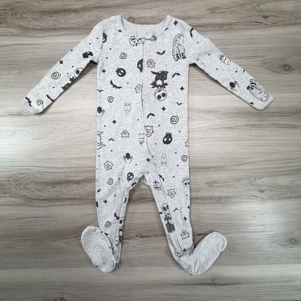 Disney Baby 24M Halloween Footed Pajamas Sleepsuit Ghosts Bats Skulls